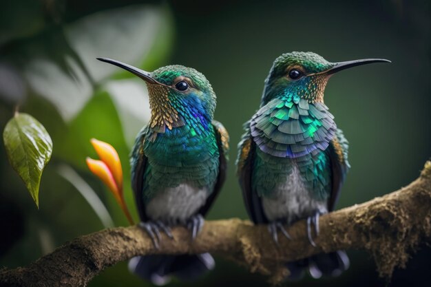 Vibrant Hummingbirds in the Lush Forests of Costa Rica