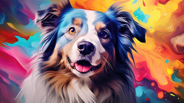 vibrant and iconic style of pop art to create bold and eyecatching portraits of pets dog