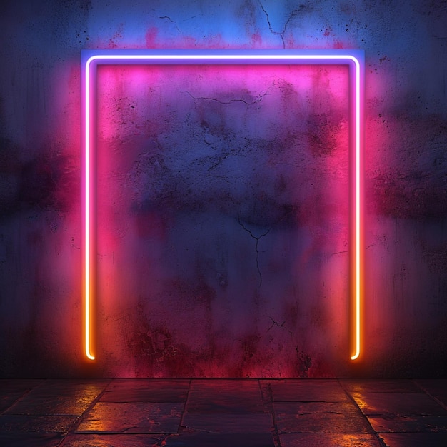 Vibrant illumination neon sign casting light on a textured wall For Social Media Post Size