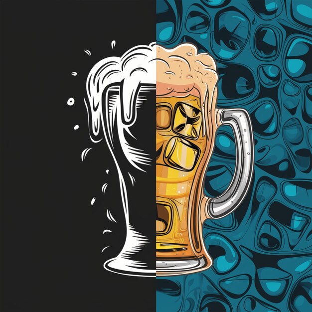 A vibrant illustration of a beer mug