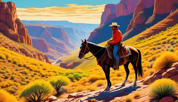 Vibrant illustration of a cowboy