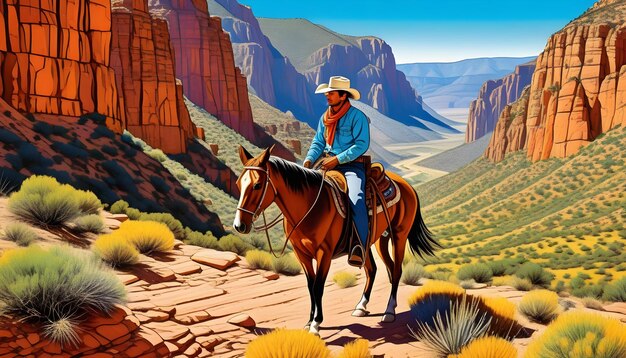 Vibrant illustration of a cowboy