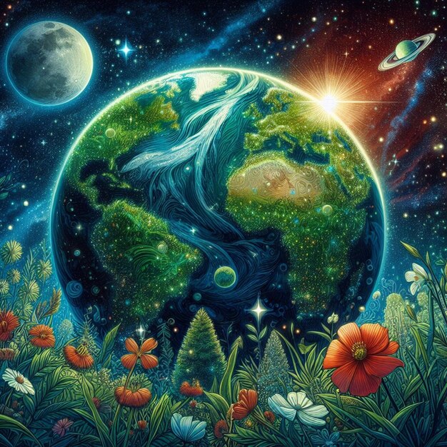 Vibrant illustration of Earth Day Beautiful Earth Day background