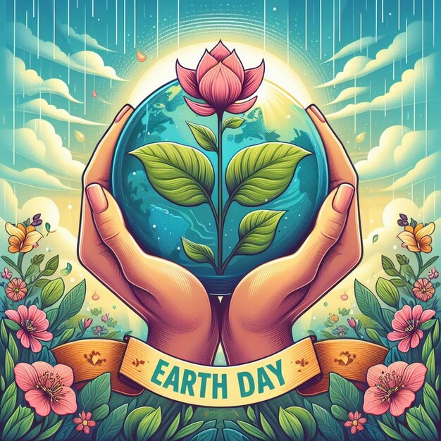 A vibrant illustration of Earth Day