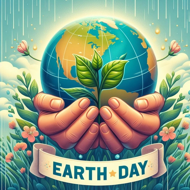 A vibrant illustration of Earth Day