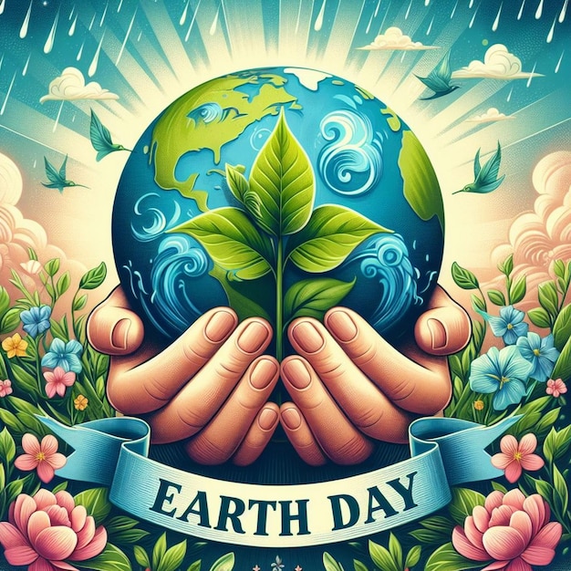 A vibrant illustration of Earth Day