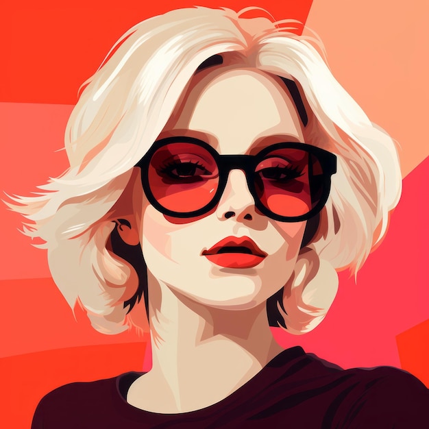 Vibrant Illustration Of A Girl With Sunglasses And Bright Lips