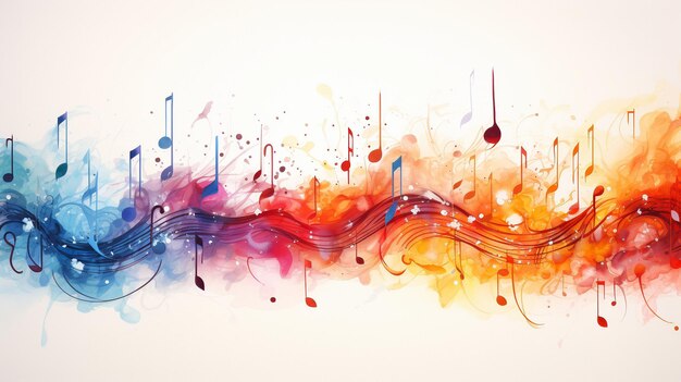 Vibrant illustration of music notation on white