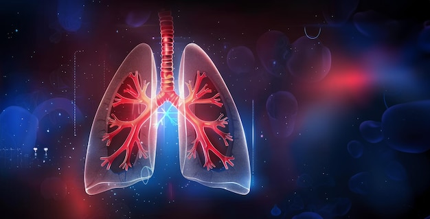 Vibrant illustration showing healthy lungs with dynamic medical animations Vital organ respiratory health medical concept