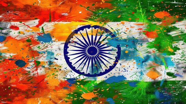 Photo vibrant indian flag artwork on paper