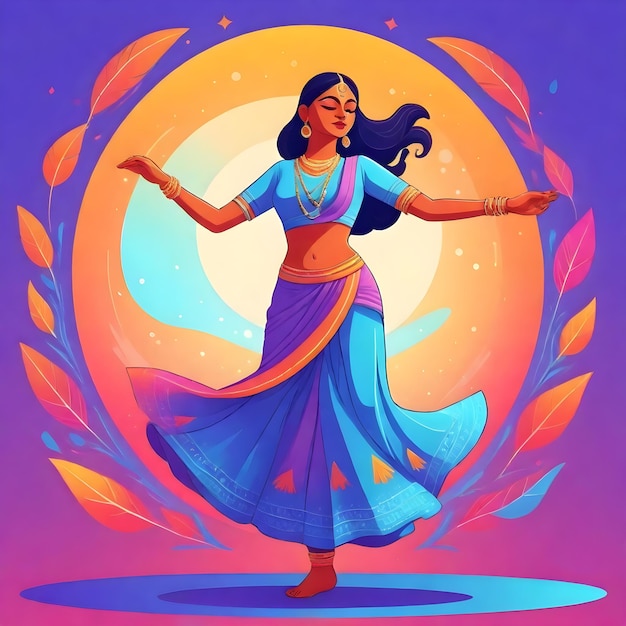 Vibrant Indian Woman Dancing Clipart