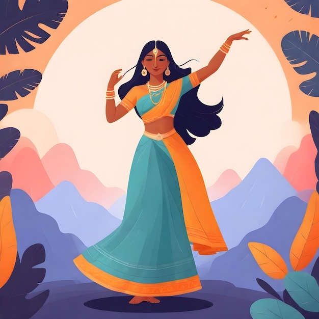 Photo vibrant indian woman dancing clipart