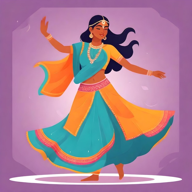 Photo vibrant indian woman dancing clipart