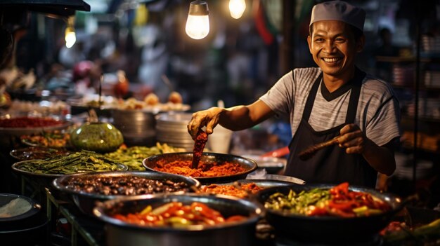 Premium Photo | Vibrant Indonesian street food market