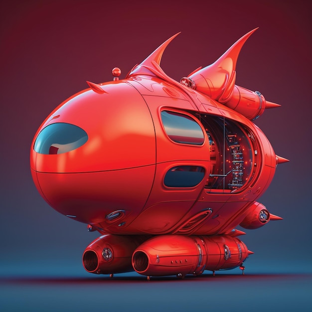 Vibrant Inflatable Spaceship with Moebius Illustrator Style in Unreal Engine 8K Rendered View
