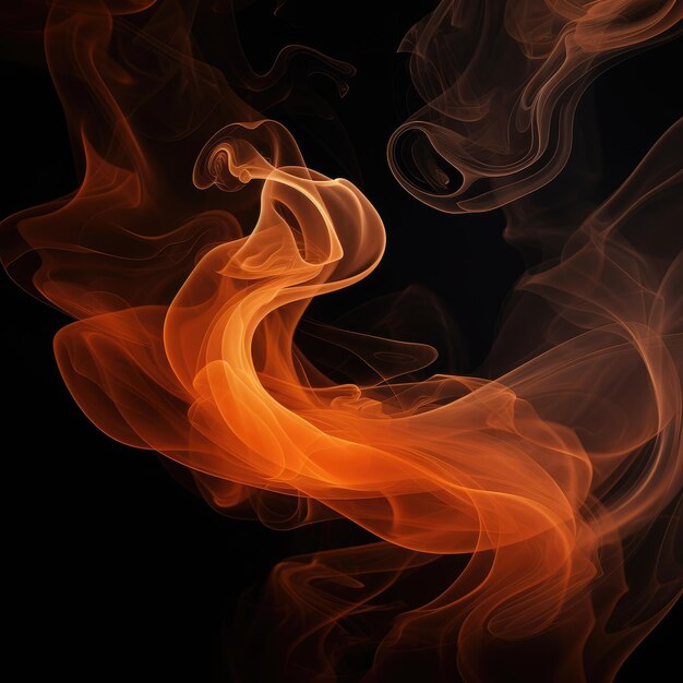 Vibrant Interplay Orange Smoke Against a Mysterious Black Background