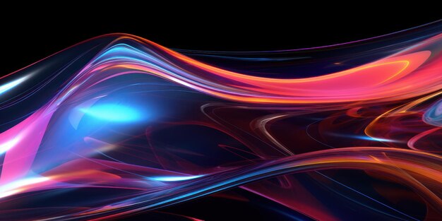 Vibrant intertwining neon waves showcasing a modern glass morphism design effect