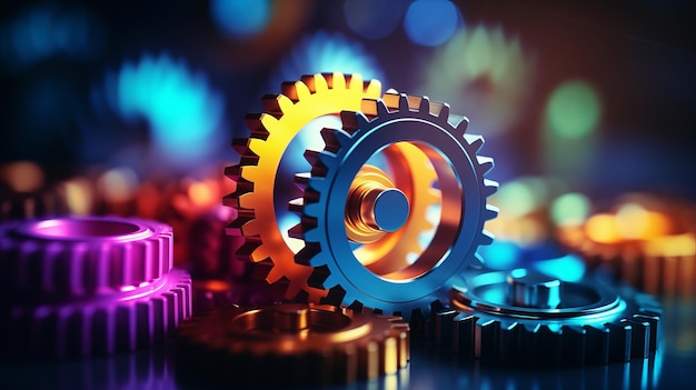 Photo a vibrant and intricate arrangement of gears