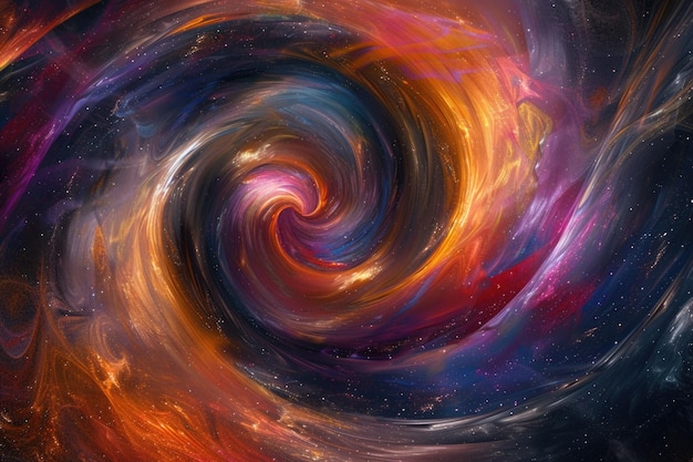 A vibrant and intricate swirl of colors gracefully moves through a galaxy filled with twinkling stars creating a mesmerizing and enchanting scene