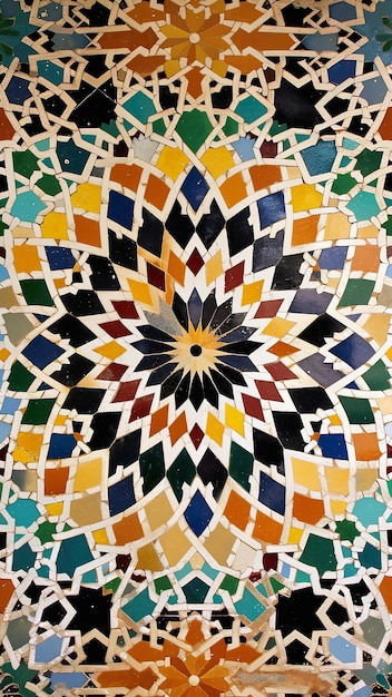 Vibrant islamic geometric tile pattern in decay