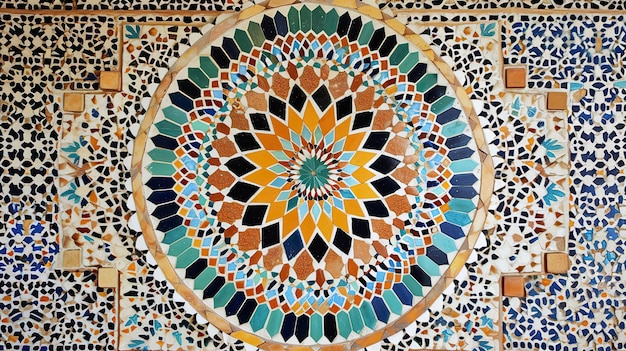 Vibrant Islamic Geometric Tile Pattern in Decay