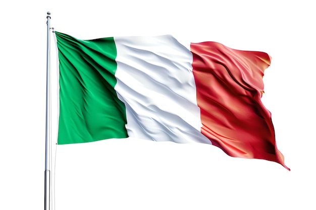 Vibrant italian flag waving against a white backdrop national pride and heritage AI