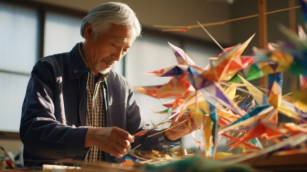 Photo vibrant japanese kite dancing in the wind