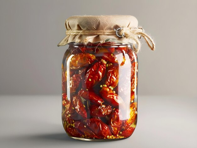 Photo vibrant jar filled with sundried tomatoes ai generated