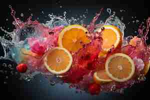 Photo vibrant juice splash delight on white background 4k juice splash picture photography