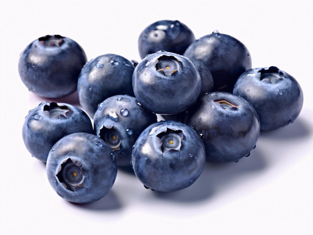 Vibrant and Juicy Blueberries Overflowing on a Clean White Background Generative AI