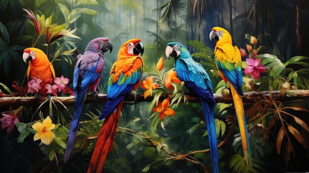 Vibrant Jungle Birds