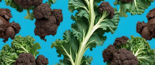 Photo vibrant kale green crunch chocolate brown sky blue abstract wallpaper