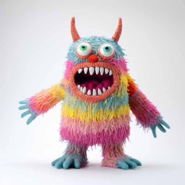 Vibrant Knitted Monster Toy With Detailed Costumes And Gigantic Scale