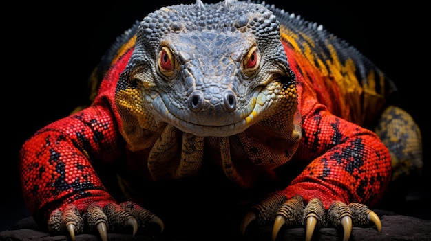 Vibrant Komodo Dragon A Colorful Lizard In Postprocessed Style