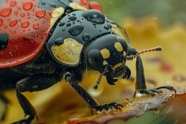 Photo vibrant ladybird closeup in macro focus generative ai