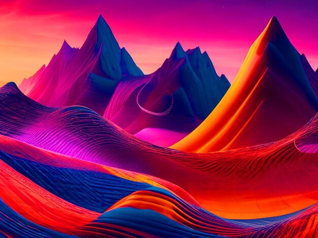 A vibrant landscape of sound waves vibrating in a range of frequencies 4k wallpaper