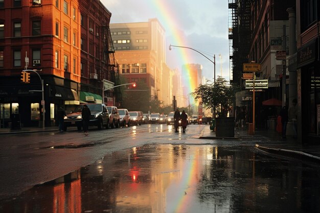 Vibrant landscape with the rainbow