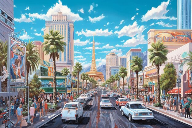 Premium AI Image  Vibrant Las Vegas Boulevard View