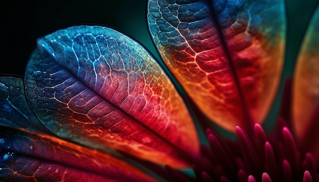 Photo vibrant leaf vein pattern on green plant in close up macro generated by ai