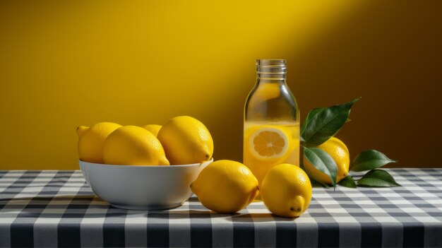 Vibrant Lemon Bowl With Fresh Juice A Captivating Still Life