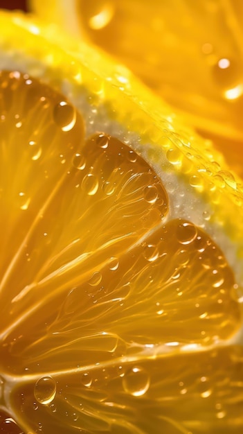 Vibrant Lemon Slice CloseUp with Extreme Macro AI Generated