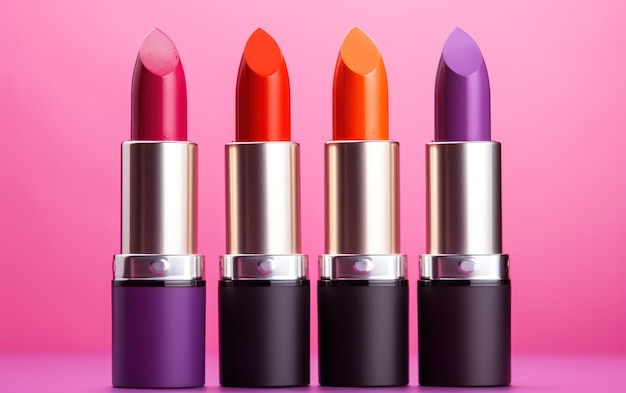 Photo a vibrant lineup of lipsticks with rich hues