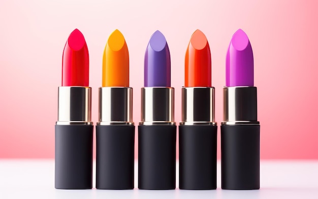 A vibrant lineup of lipsticks with rich hues