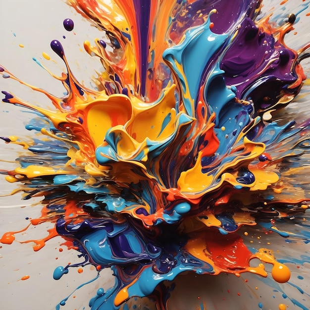 Vibrant Liquid Motion Abstract Paint Splashing