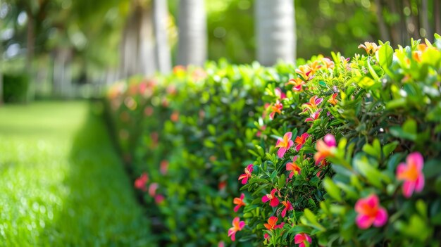 Photo vibrant living hedge boundary