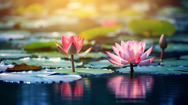 vibrant lotus blossom in tranquil pond symbolizes natural