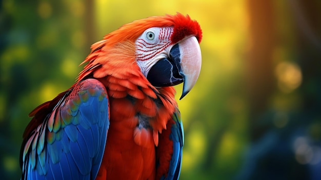 vibrant macaw perching staring beauty in nature portrait