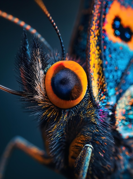 Foto vibrante macrofotografia di una farfalla con gocce d'acqua sulle ali