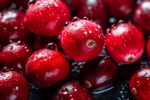 Vibrant Macro Shot of Frozen Cranberries Healthy and Delicious Generative AI