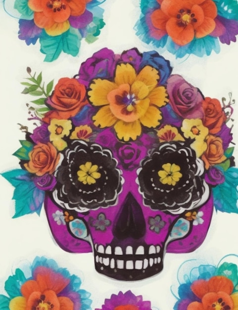 vibrant magic Day of the Dead colorful background